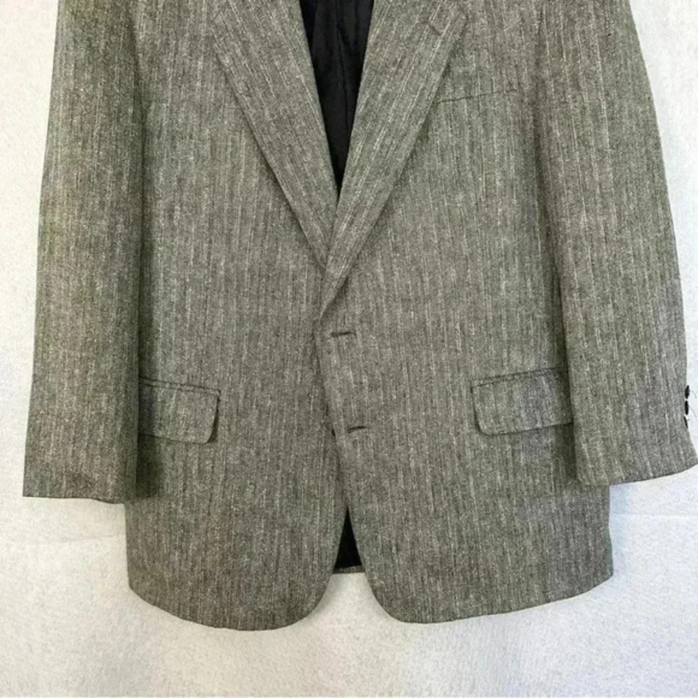 Pierre Balmain‎ Paris Silk Wool Blazer Mens 44R Brown Tweed Suit Jacket Formal